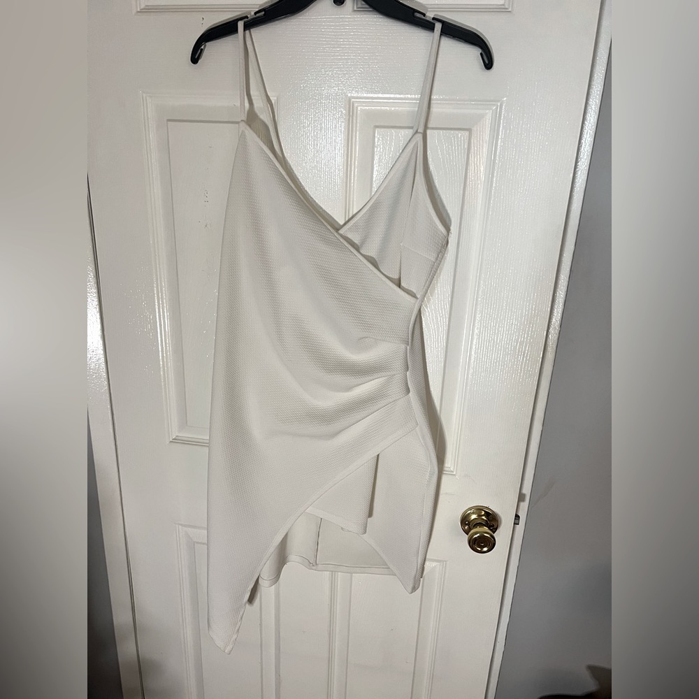Stretchy White Asymmetrical Bodycon Dress